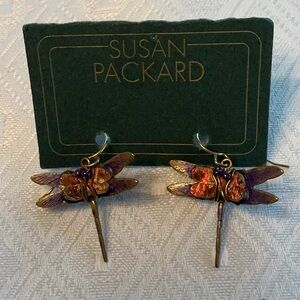 Dragonfly Earrings - Purple and Gold